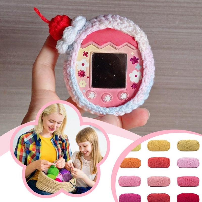 Hand-Knitted Yarn Case compatible with Tamagotchi Paradise, Crochet Protective Cover Cozy Cute Style Soft Shell for Electronic Pet Machine (Style G) - Image 3
